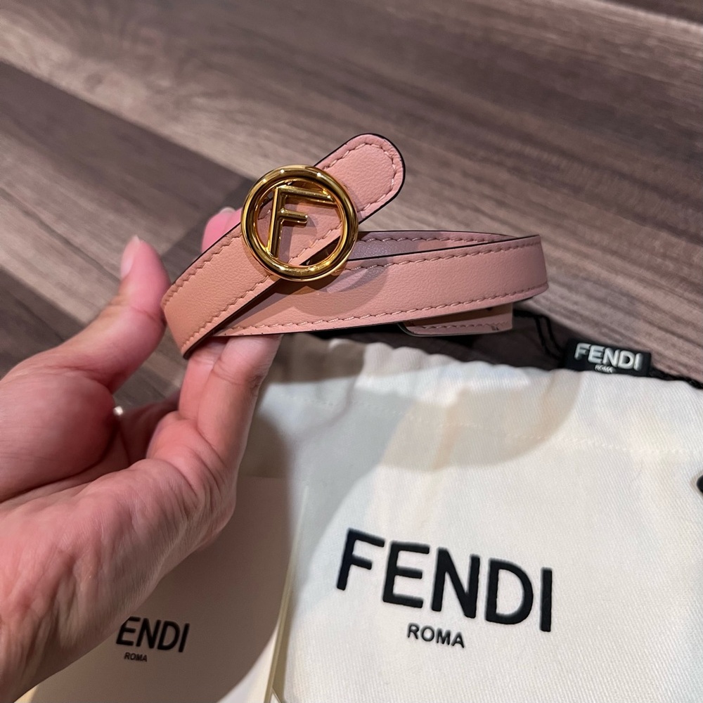 Fendi Vit. Grace Rosa - Pink Blush Leather Belt with Gold Buckle size 85/34 NWT - Picture 4 of 8